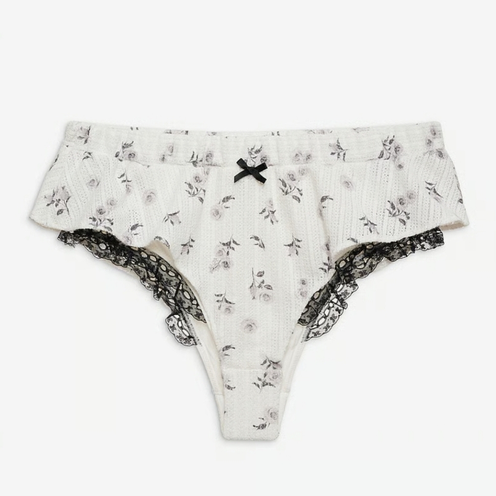 For Love And Lemons White Floral Lace Trim Shorts + Underwear